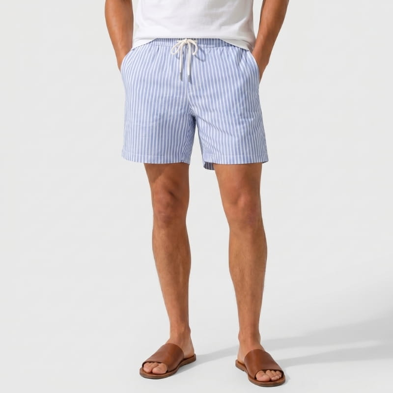 Aldo Cotton Striped Shorts – Drawstring Elastic Waist Relaxed Fit Casual Summer Bottoms