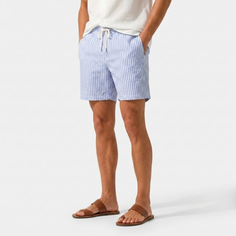 Aldo Cotton Striped Shorts – Drawstring Elastic Waist Relaxed Fit Casual Summer Bottoms