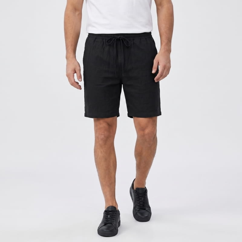 Bryce Linen Drawstring Shorts – Elastic Waist Side Pocket Relaxed Casual Summer Bottoms