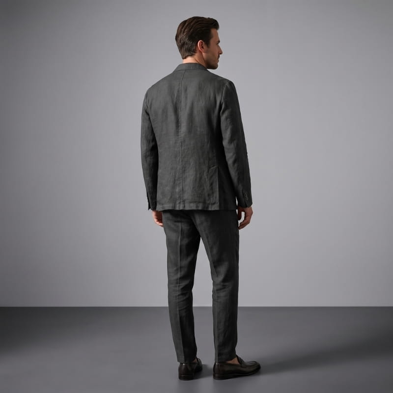 Enzo Linen Suit Set – Notch Lapel Blazer Drawstring Tapered Trouser Smart Casual Outfit
