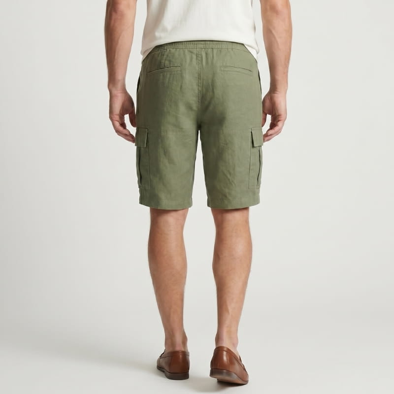 Nico Linen Cargo Shorts – Drawstring Waist Double Flap Pocket Relaxed Summer Casual Bottoms