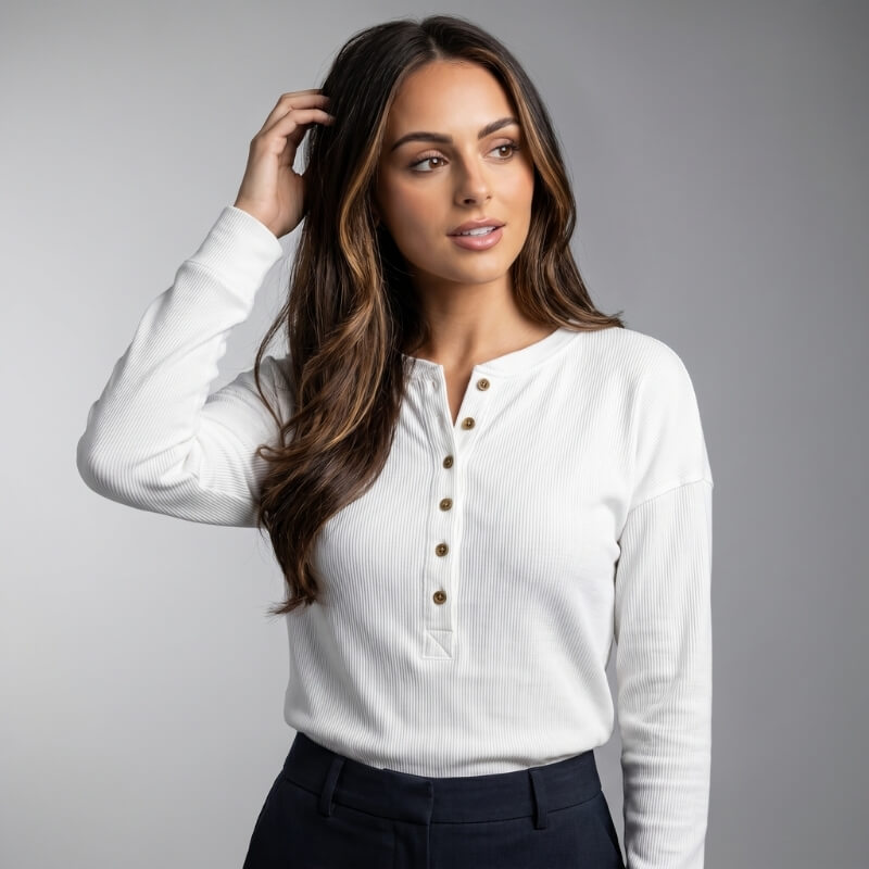 Chelsea Lightweight Long Sleeve Polo Shirt – Buttoned Collar Everyday Summer Top