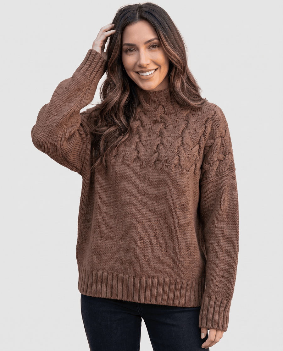 Women's Cable Knit Turtleneck Sweater – Ribbed Trim & Cozy | Korina