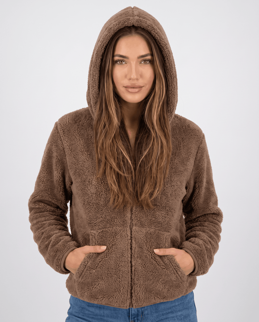 Women's Zip-Up Hoodie – Sherpa Fleece, Oversized Fit & Fuzzy Hood | Willa