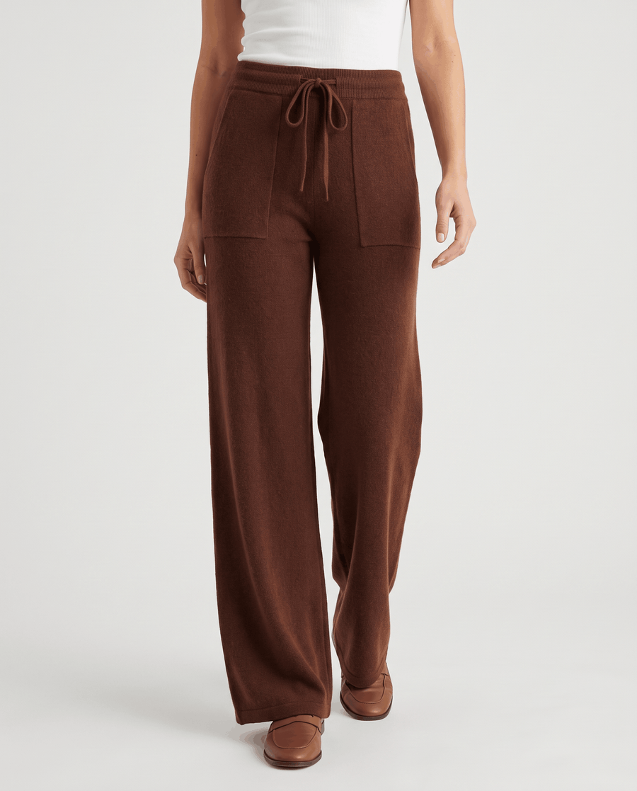 High-Waisted Wool Wide-Leg Pants – Drawstring Tie, Patch Pockets & Full Length | Haven
